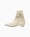 Cow Leather Wrap Boots - beige