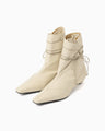 Cow Leather Wrap Boots - beige