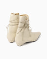 Cow Leather Wrap Boots - beige