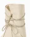 Cow Leather Wrap Boots - beige