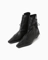 Cow Leather Wrap Boots - black