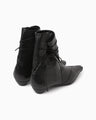 Cow Leather Wrap Boots - black