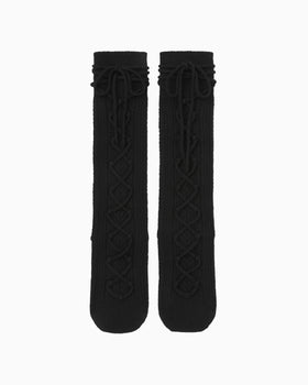 Wool Knit Socks - black