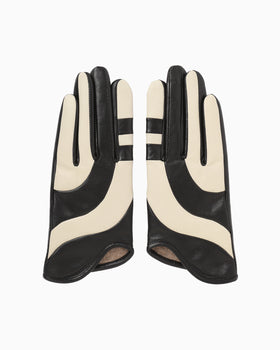Leather Dress Gloves - black × white