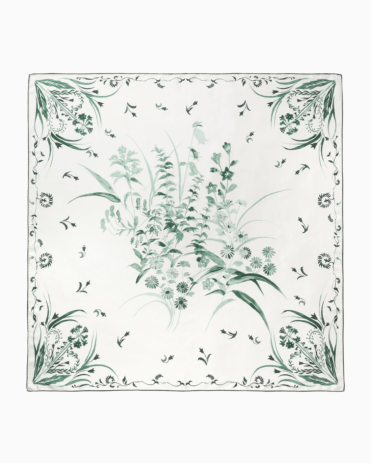 Hand Printed Silk Scarf - green - Mame Kurogouchi