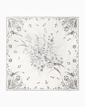 Hand Printed Silk Scarf - grey