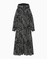 Washi Print Hooded Sheer Coat - black