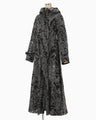 Washi Print Hooded Sheer Coat - black