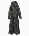 Washi Print Hooded Sheer Coat - black