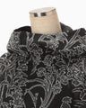 Washi Print Hooded Sheer Coat - black