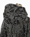 Washi Print Hooded Sheer Coat - black