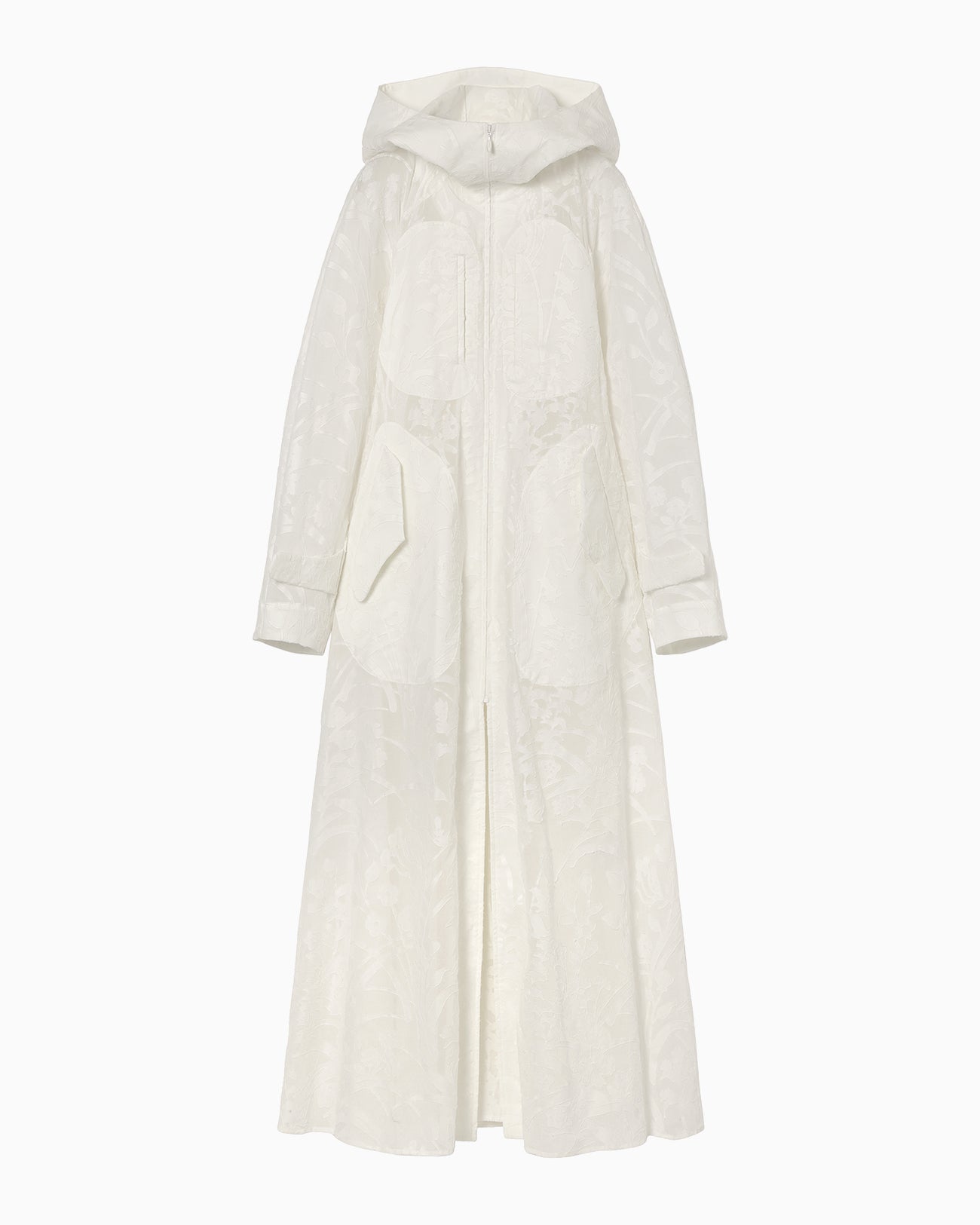 Washi Print Hooded Sheer Coat - white - Mame Kurogouchi