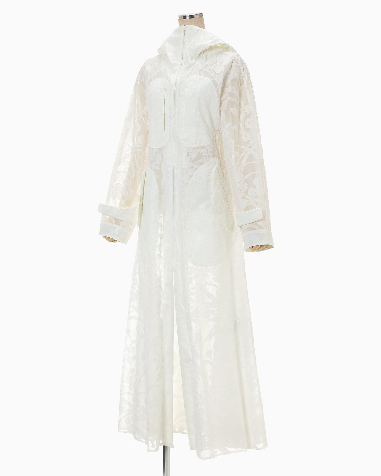 Washi Print Hooded Sheer Coat - white - Mame Kurogouchi