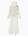 Washi Print Hooded Sheer Coat - white