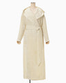 Velvet Hooded Coat - beige