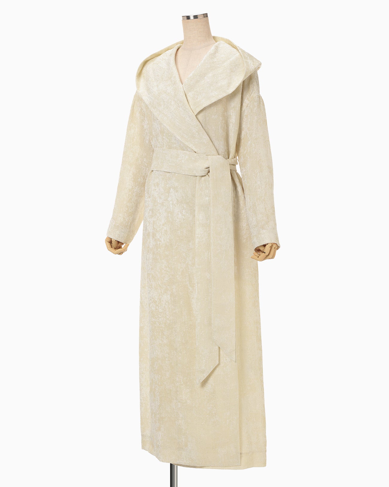 Velvet Hooded Coat - beige - Mame Kurogouchi