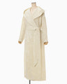 Velvet Hooded Coat - beige
