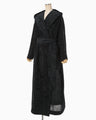 Velvet Hooded Coat - black