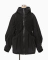 Nylon Oversized Jacket with Cording Embroidery Vest - black