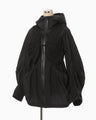Nylon Oversized Jacket with Cording Embroidery Vest - black