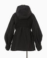 Nylon Oversized Jacket with Cording Embroidery Vest - black