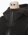 Nylon Oversized Jacket with Cording Embroidery Vest - black
