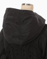 Nylon Oversized Jacket with Cording Embroidery Vest - black