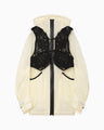 Nylon Oversized Jacket with Cording Embroidery Vest - ecru