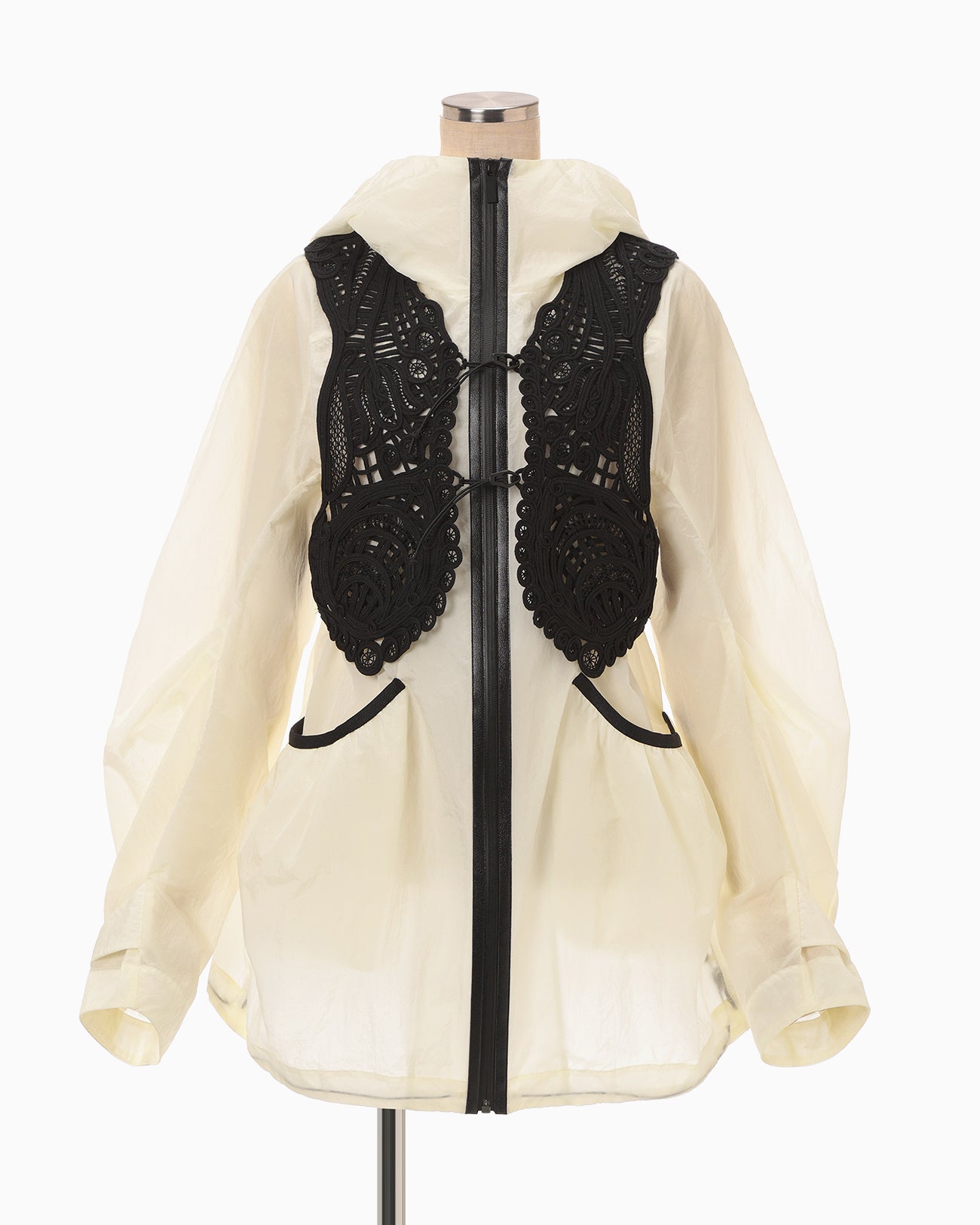 ジャケット・アウター argue COCOON COAT VEST Nylon Oversized Jacket with Cording Embroidery Vest - ecru - Mame