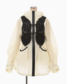 Nylon Oversized Jacket with Cording Embroidery Vest - ecru