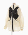 Nylon Oversized Jacket with Cording Embroidery Vest - ecru