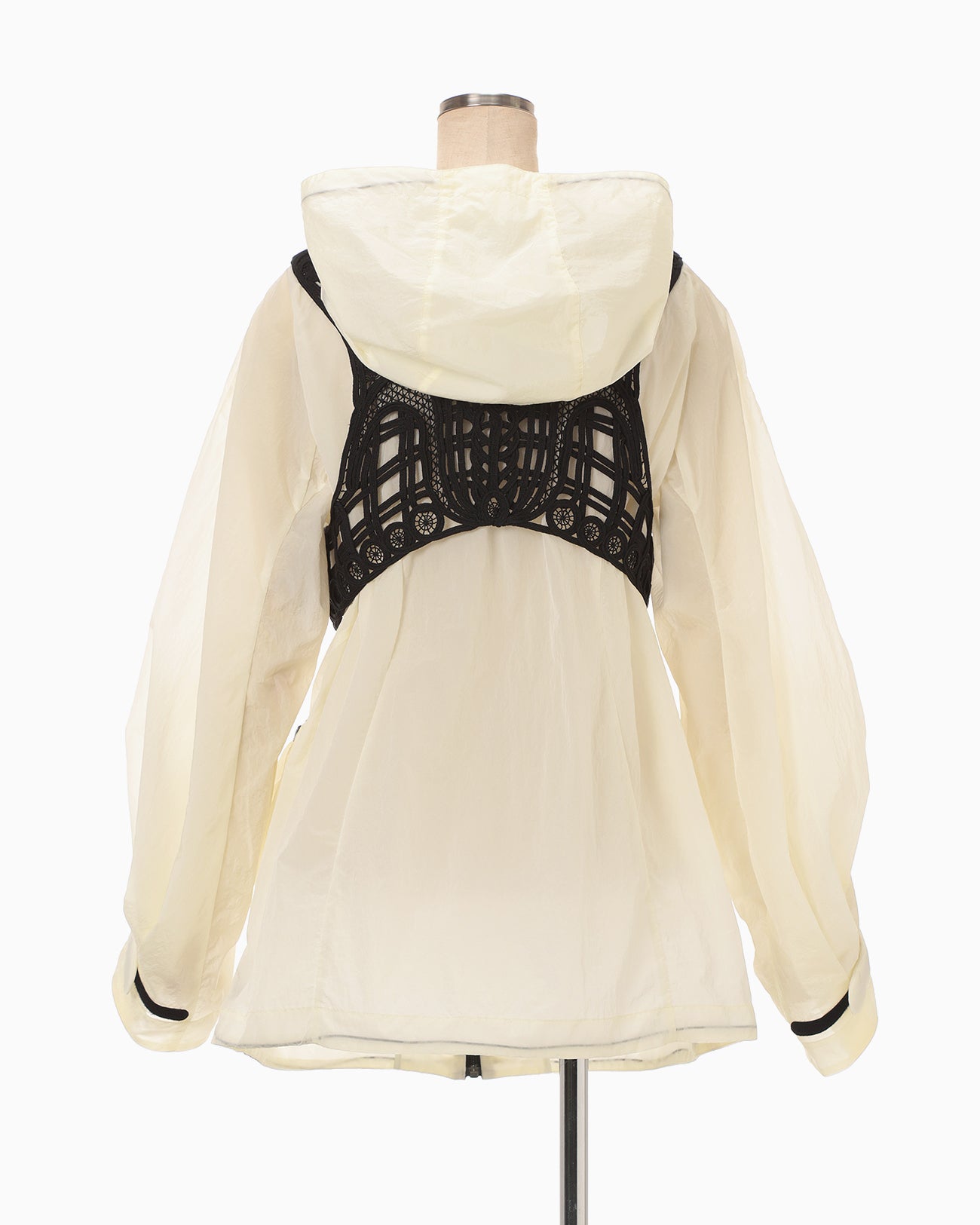 Nylon Oversized Jacket with Cording Embroidery Vest - ecru - Mame