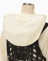 Nylon Oversized Jacket with Cording Embroidery Vest - ecru