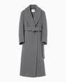 Wool Boa Double Breast Coat - grey