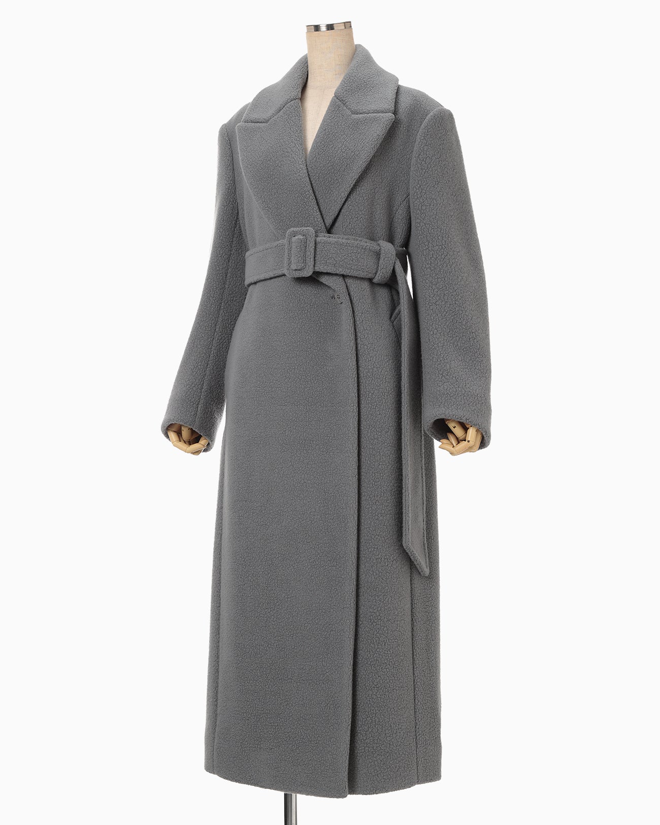 Wool Boa Double Breast Coat - grey - Mame Kurogouchi