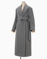 Wool Boa Double Breast Coat - grey