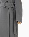 Wool Boa Double Breast Coat - grey