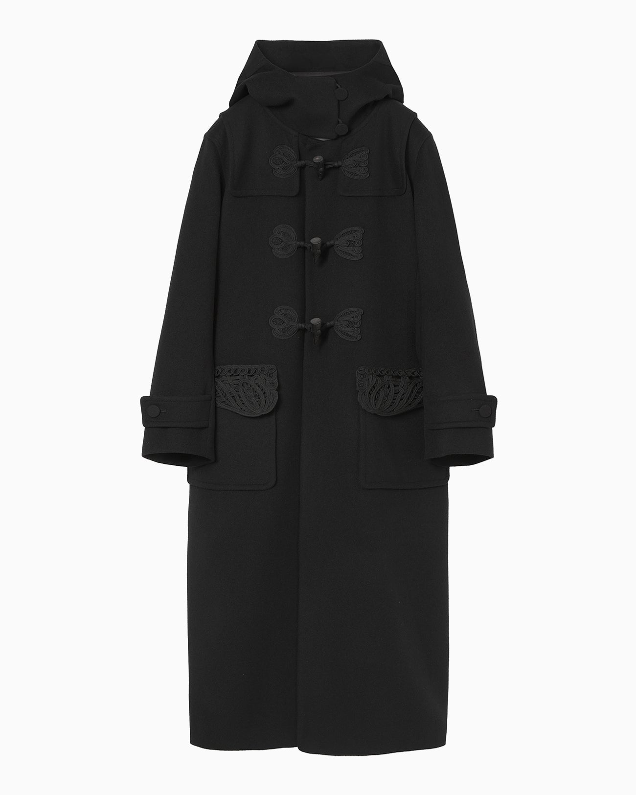 Cording Embroidery Duffle Coat - black - Mame Kurogouchi