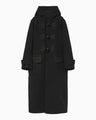 Cording Embroidery Duffle Coat - black