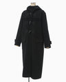 Cording Embroidery Duffle Coat - black