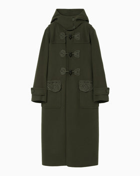 Cording Embroidery Duffle Coat - khaki