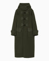 Cording Embroidery Duffle Coat - khaki