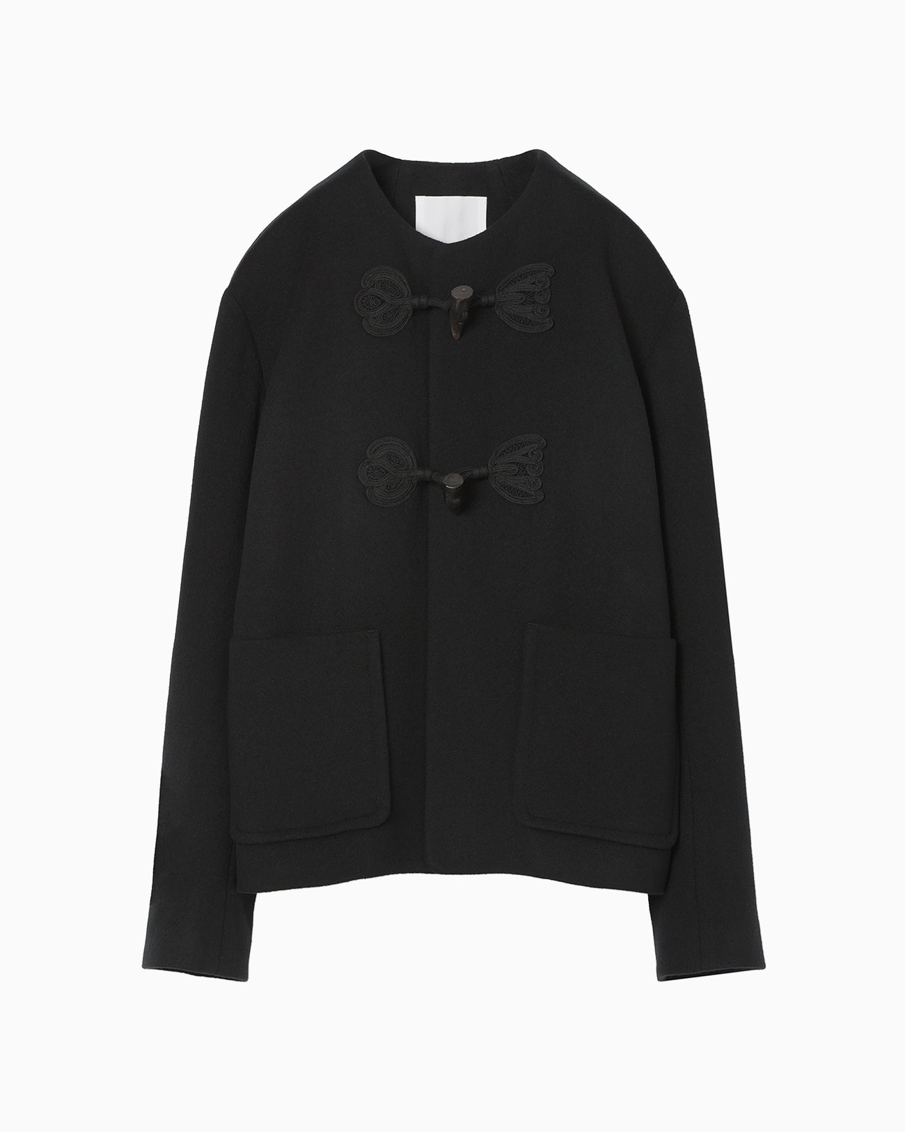 Cording Embroidery Short Duffle Coat - black - Mame Kurogouchi