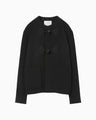 Cording Embroidery Short Duffle Coat - black