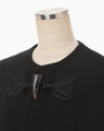 Cording Embroidery Short Duffle Coat - black