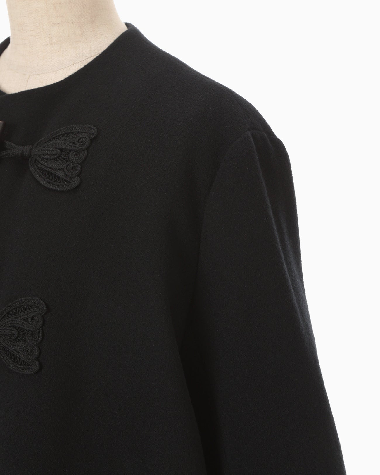 Cording Embroidery Short Duffle Coat - black - Mame Kurogouchi