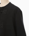Cording Embroidery Short Duffle Coat - black