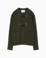Cording Embroidery Short Duffle Coat - khaki