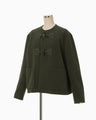 Cording Embroidery Short Duffle Coat - khaki