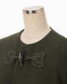 Cording Embroidery Short Duffle Coat - khaki